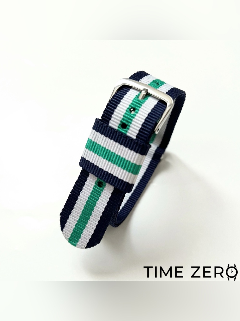New Green/White/Blue Ribbed Nylon NATO Watch Strap (CLEARANCE)